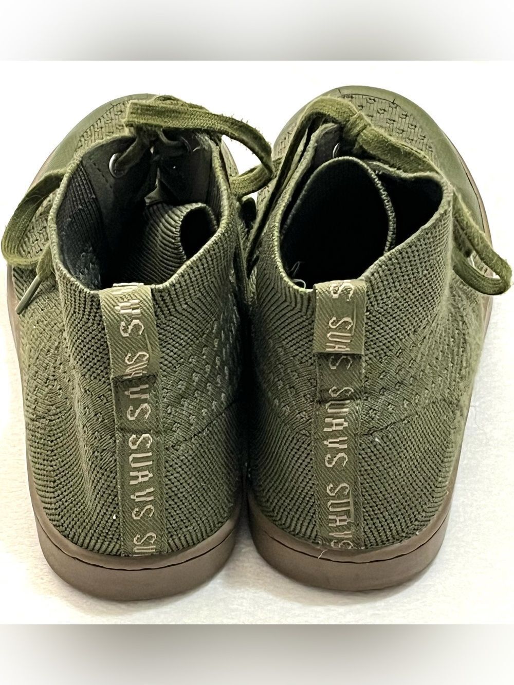 Suavs The Legacy High-Top Sneakers Recycled Knit Olive Green Slip-On Shoes - Picture 6 of 16
